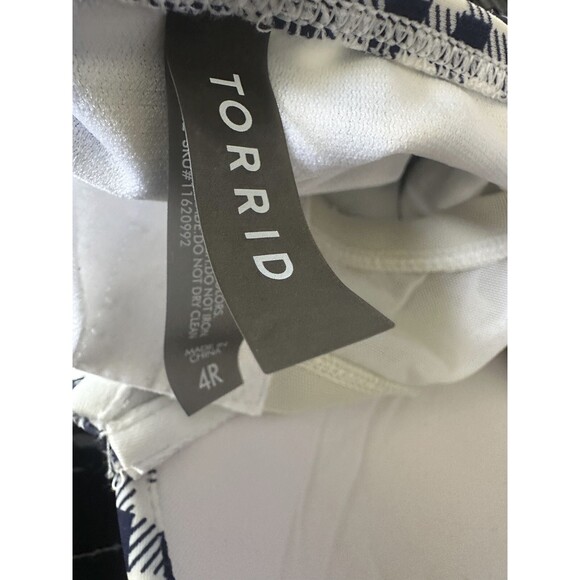 Torrid Navy Gingham Tie Front Wireless Ruched One-Piece Swimsuit Plus Size 4 4X - Picture 8 of 16